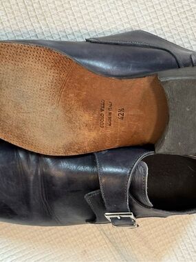 Harry Rosen made in Italy Men's Blue Leather Monk Strap Dress Shoes